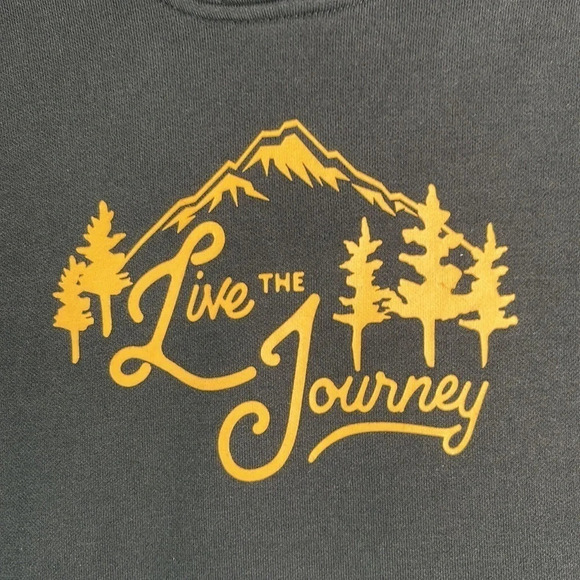 COLUMBIA Graphic Hoodie Black Mustard Yellow Live The Journey Sweatshirt Size XS - Picture 3 of 12